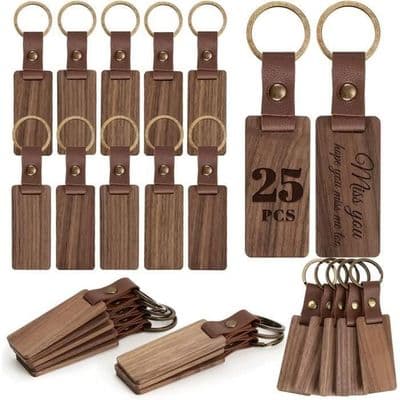 Tomma nyckelringar i trä - 25-pack - Brun - Unisex - DIY och personalisering PZCC