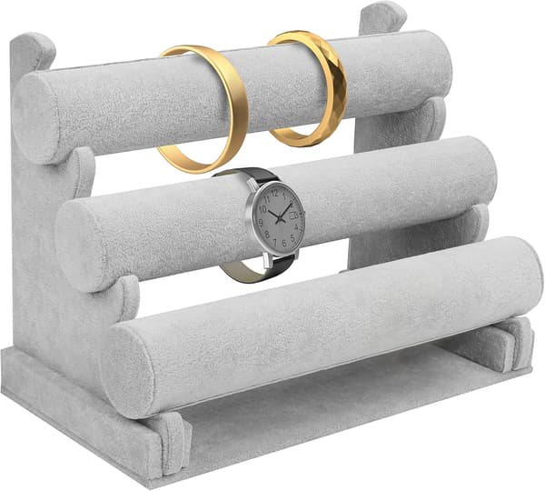 Armbandsställ/Klockställ - Grå Sammet Armbandsställ/Klockdisplayställ för Män - Armbandsförvaringsställ