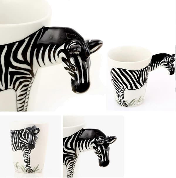 3D Keramisk Dyremønstret Håndmalet Keramisk Kaffekrus (Zebra)
