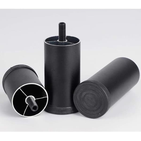 4-pak aluminiumslegering sofaben - justerbar højde - udskiftningsben til skabe - M8 gevindben - sort - 12 cm