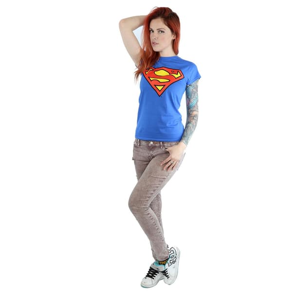 DC Comics Dam Superman Logotyp Bomulls-T-shirt L Kungsblå Royal Blue L