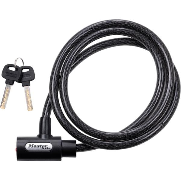 Steel Wire Bicycle Lock with Key, 1.5 Meters Long, Black