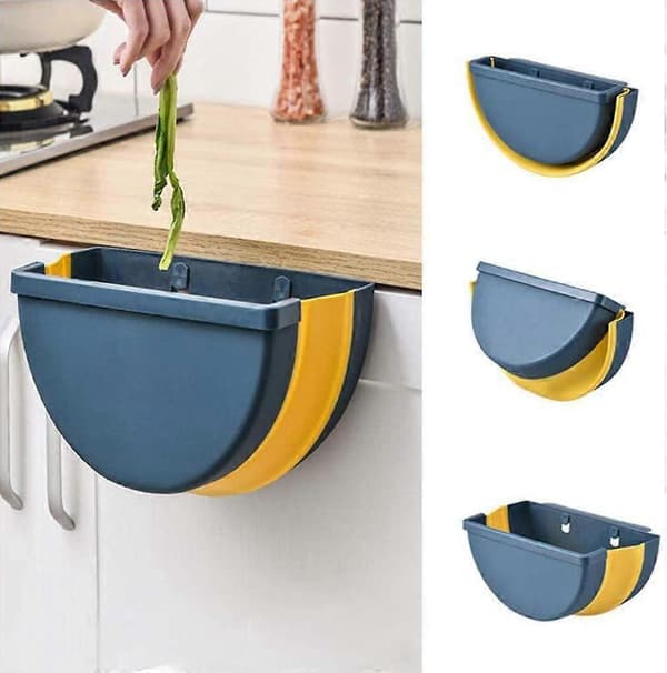 Kitchen Hanging Trash Can, Foldable Wall-Mounted Waste Bin, Bathroom Ashtray, for Bedroom Toilet Car Trash