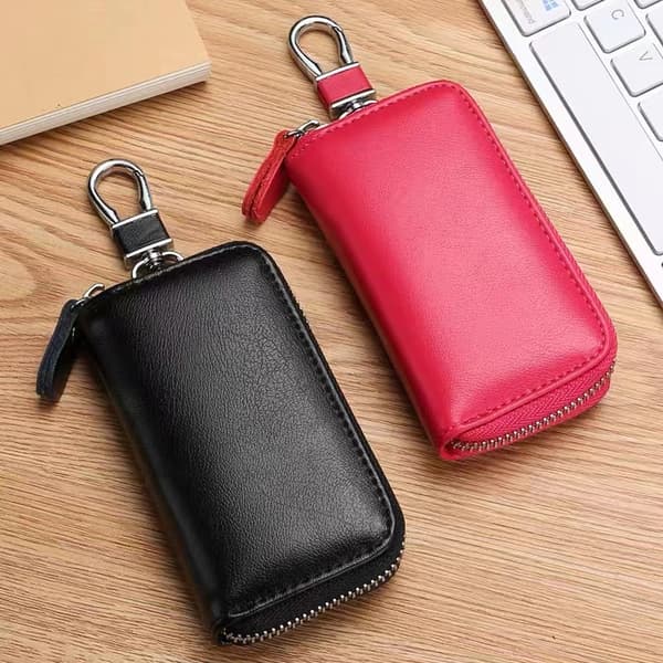 1 Læder Nøglepung, Læder Nøgleetui Bilnøgleholder Møntpung