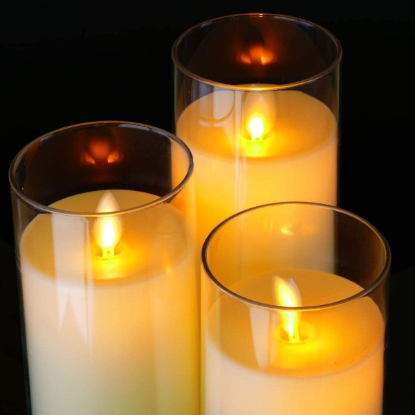 Liekittomat kynttilät Led-kynttilät Pakkauksessa 3 läpinäkyvää väriä aito vahaparistokynttilöitä kaukoajastimella