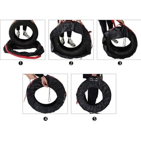 Set med 4 däckskydd för 13-18\" (65 cm diameter) däck. Vattentätt reservhjulsskydd. Bilhjulsskydd.