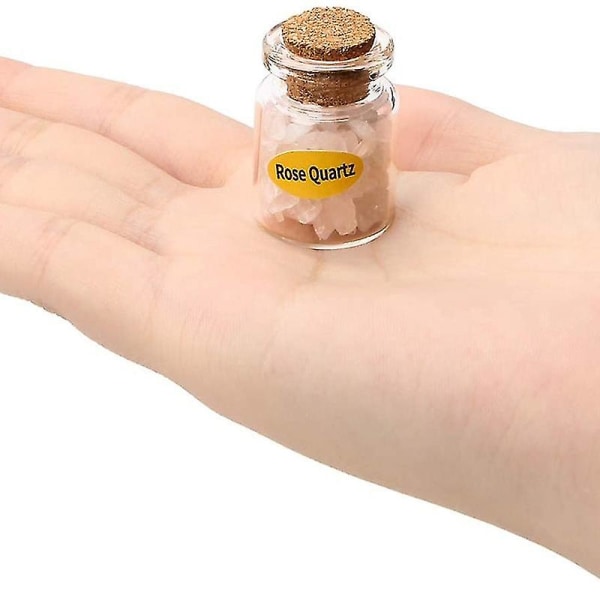 10 Mini Crystal Stone Chip Flasker Tumbled Gemstone Ønskeflaske