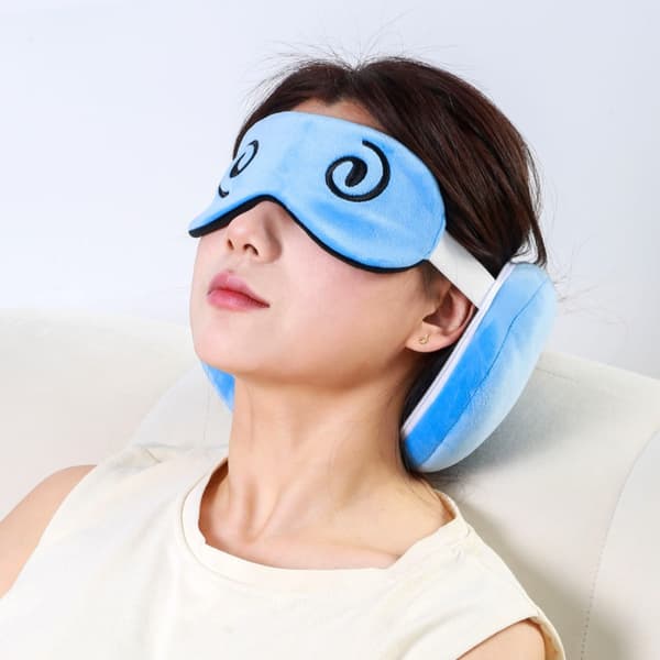 2-i-1 Blå U-formet Pude & Sovemaske - Perfekt til Rejser & Lure