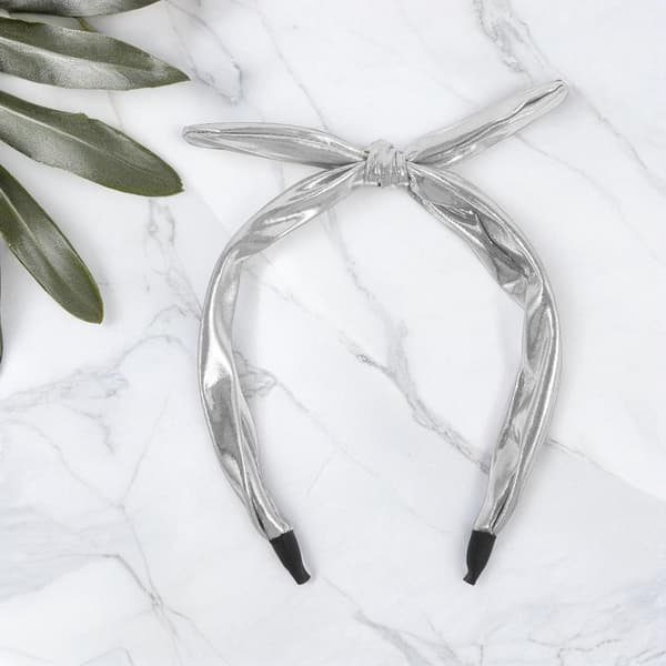 Skinnende sløjfehårbånd bredt design til kvinder sølv