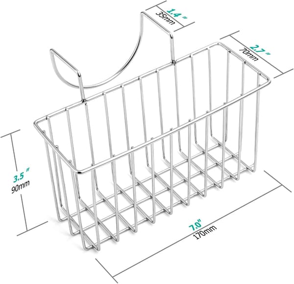 Kökssvamphållare Diskbänk Korg Disk Caddy Borste Diskmedel Avloppsställ Silver Liten (7 \"x 2.7 \"x 3.5 \")