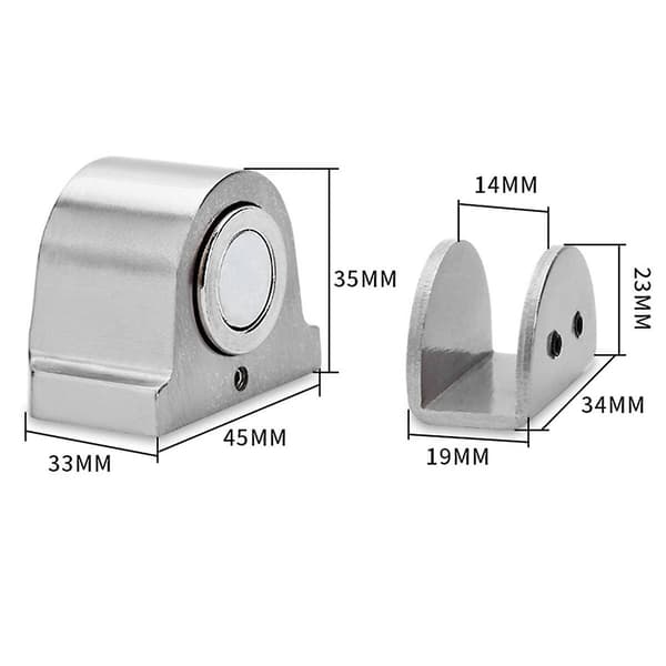 Glasdörr Sugkopp Hålfri Stark Magnetisk Sug Anti-Kollisions Dörrstopp Möbel [ht] silver silver