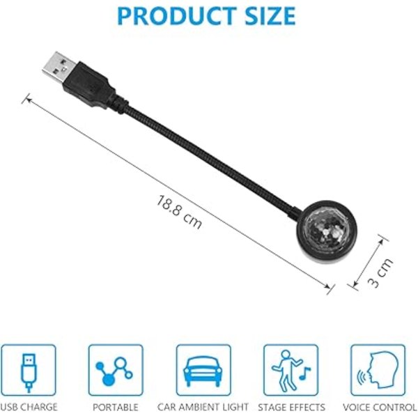 Billamper til bil, Mini LED-stjernehimmel til bilens indvendige tag