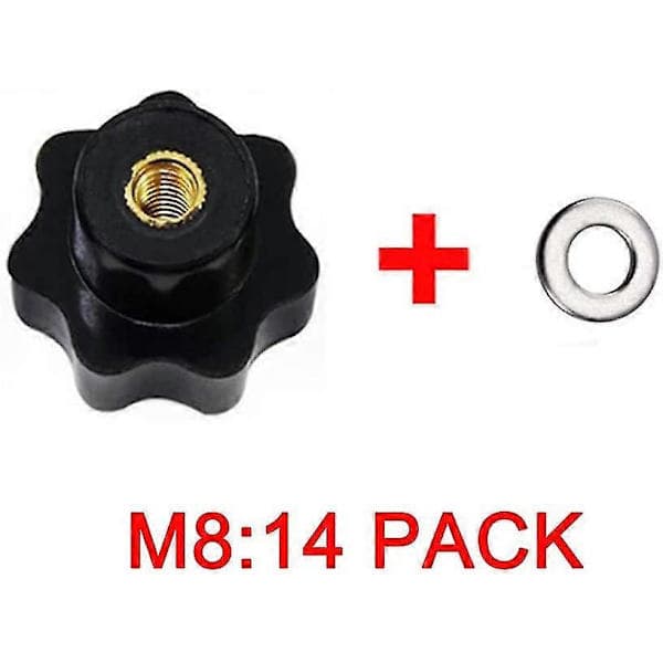 14 Pieces M8 Knurled Thread Clamping Knob, Star Handle, Star Shaped Hand Knobs Black Plastic Clamping Knob With Washers - In Stock