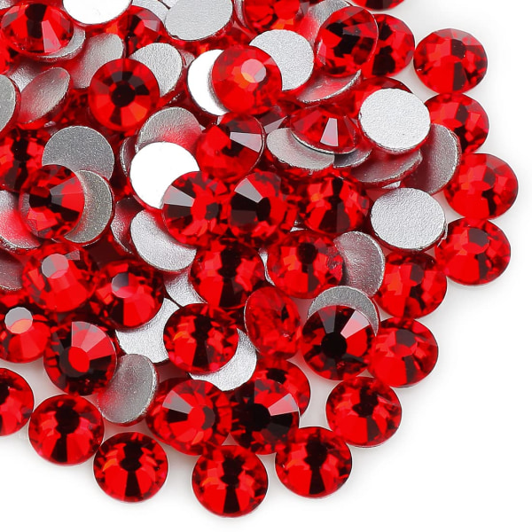 Röd kristall strass 576 bitar 6,6 mm platt rygg strass diamantslipade ädelstenar för hantverk