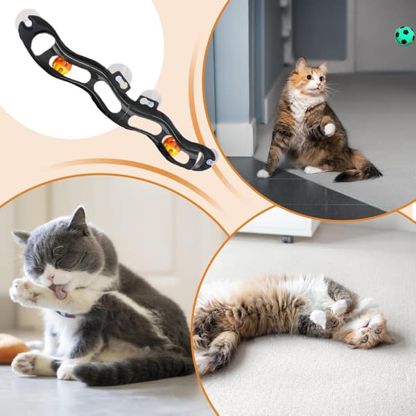 Window Mounted Cat Toy with Ball Track | Multi-Layer Spinning Puzzle Track with Suction Cups for Indoor Cat Entertainment
