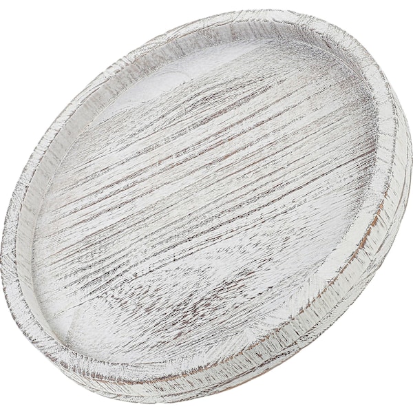 Rund trebrett med lysplate, brett i landlig stil, rustikt trebrett