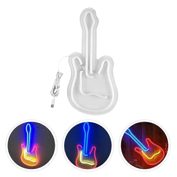 LED Neon Sign Creative Guitar Shape Light Decorative Night Light Home Decor