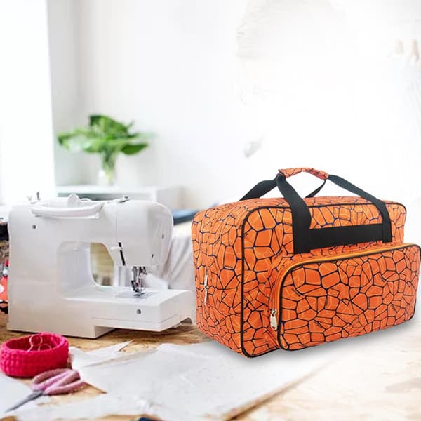 Sewing Machine Cover, Universal Canvas Bag, Portable Padded Storage Dust Cover with Sewing Machine Pocket (1 pc) (Orange)