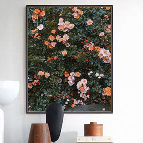 Modeaffisch Rosblomma Fjäder Nordisk Stil Canvasmålning A