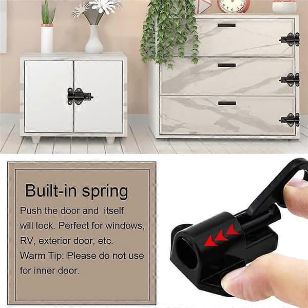 2-pack spring-loaded latch sliding lock, used for automatic door closing, barrel bolt automatic