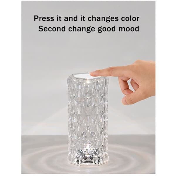 Colors LED Crystal Table Lamp Light Projection Lamp LED Atmosphere Bedroom Bedside Lamp USB Rechargeable Night Light