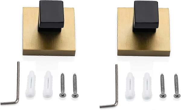 Håndklædekrog Enkelt Bøjleholder Rustfrit Stål Mat Sort+Guld 304 Rustfrit Stål Krom Finish Håndklædekrog 2-pak