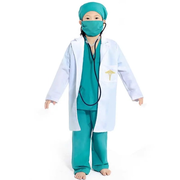 Rollespil Kostume-kjole Foregive-outfit, alderen 3-7 Børn Kirurg-kostume, Doctor Fancy Dress-kostume til Halloween Cosplay Party