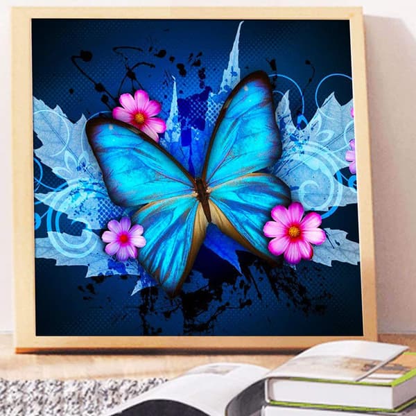 Fuld bore 5D diamantmaleri kit 30x30cm, sommerfugl ahornblad