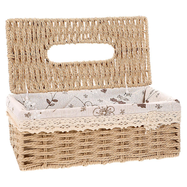Handvävd Pappershållare Vävd Bordshållare Pappershållare Beige 26X13CM Beige 26X13CM