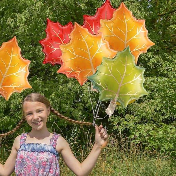 wxsp Efterårs-løvbladballoner sæt 24'' Efterårsblade folieballoner Orange Grøn Rød Løvballoner sæt til efterårsfødselsdag bryllup babyshower høst
