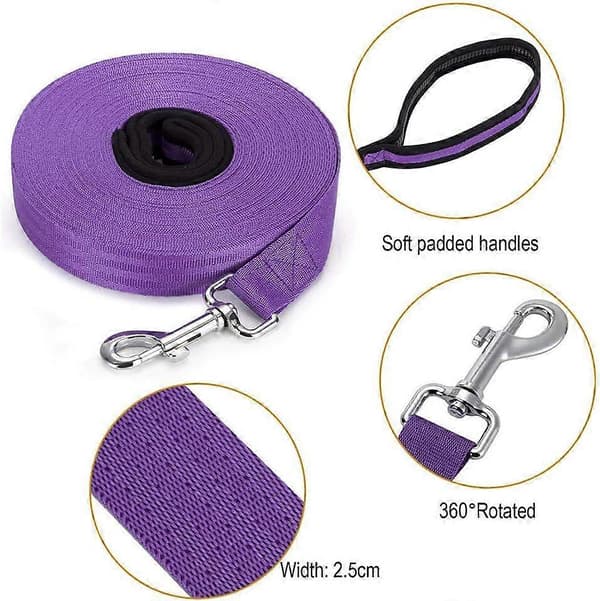 Dog Training Leash, Long Nylon Leash for Dog Tracking, Obedience Training Leash (Purple)