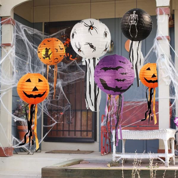 15 stk Halloween Gresskar Papirlanterner Jack-O-Lantern med Værhår