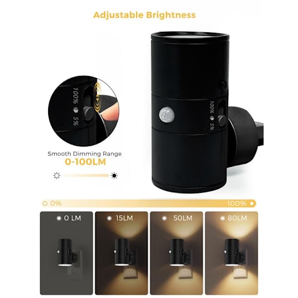 1/2 pcs Modern LED Night Lights - Wall Socket Mounting - Warm White Light - 0-100 Lumens Dimmable - Motion Sensor - For Bedroom and Hallway White 1PC white 1PCS white 1PCS