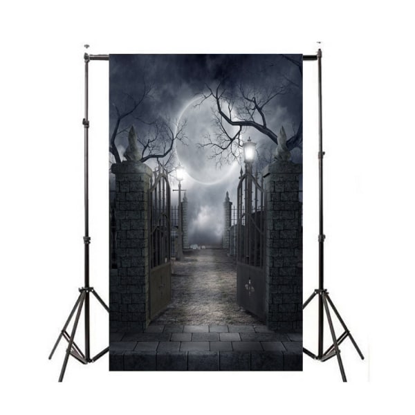 Halloween Nat Fullmåne Baggrund Mørkt Træ Kirkegård Fotografi Baggrund Grusom Kirkegård Spooky Party Banner Halloween Party Dekoration Pho