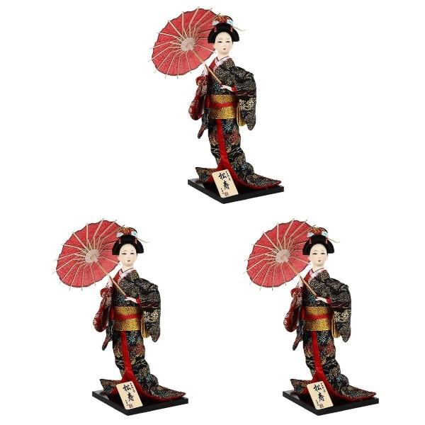 3 kpl Japanilainen Geisha Oriental Nukenukke Koristeellinen Geisha Nukenukke Pöytäkoriste 3 kpl 31X17X17CM 3pcs 31X17X17CM