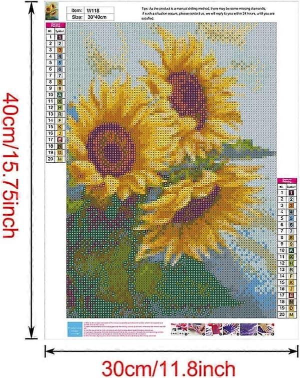 DIY 5D Diamantmålning efter nummer Kit, Solrosblommor, Full Borr Strassmålning med Diamantkristaller (Solros)