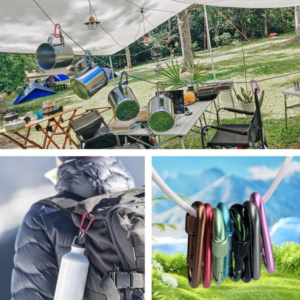 Karabinhage, 2 tommer D-ring låsende karabinhage, snapkrog sporttilbehør til udendørs camping vandring 8-pak