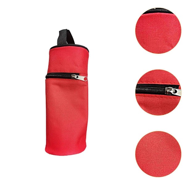 Vattenflaskväska med dragkedja, mjölkflaskväska för promenader, resor och vandring, röd Red 8.5cmx22cm