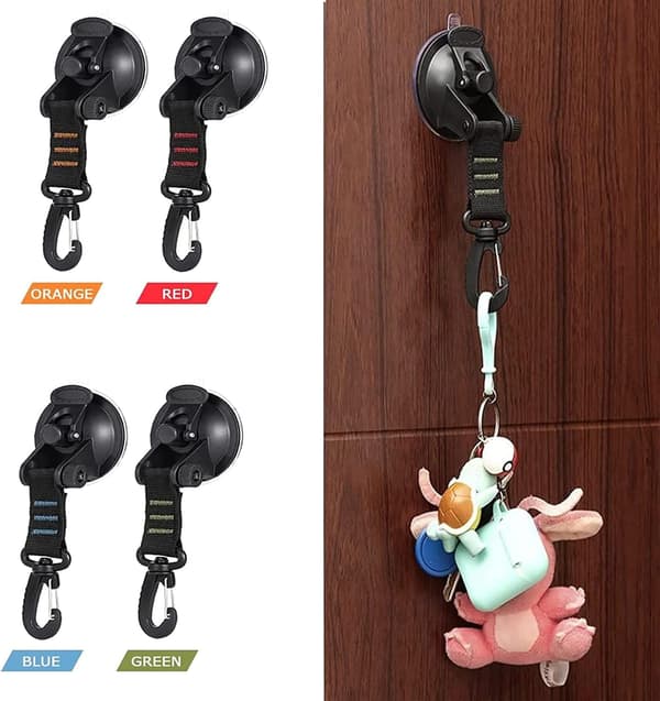 Heavy Duty Vacuum Suction Cup with Hook, Removable Strong Suction Cup Hooks, Versatile Reusable Securing Hook for Outdoor Car Camping Awning Ten