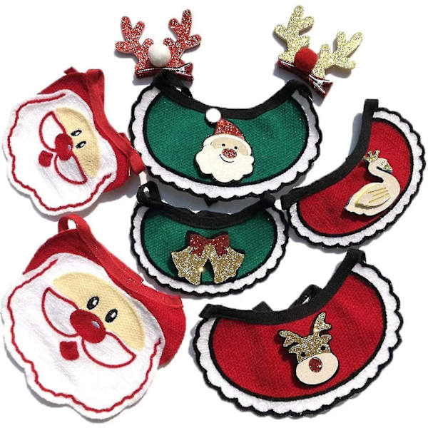 Hundesaliv-håndkle for katter og hunder, juletilbehør, skjerf for hunder og katter, trekantbandana, gås + klips (tilfeldig farge), S