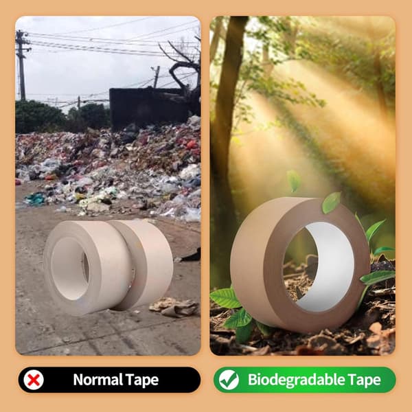 6 st miljövänlig kraftpapperstejp - brun packtejp - biologiskt nedbrytbar packpapperstejp - plastfri