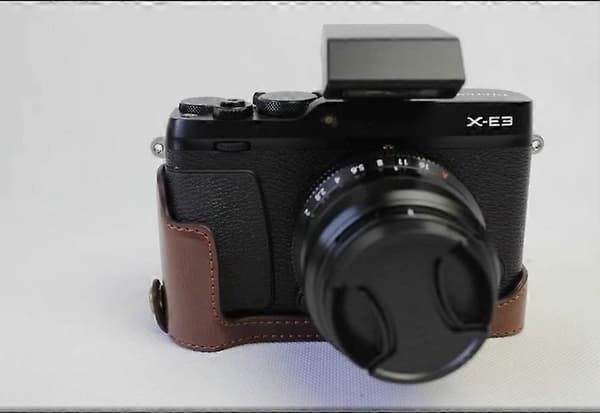 M7l PU Lær Halvbunn Kamerabeskyttelsesdeksel for Fujifilm o3c X-E3 - Kaffe