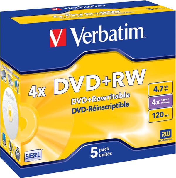 DVD+RW, 4x, 4,7 GB/120 min, 5-pack jewel case, SERL