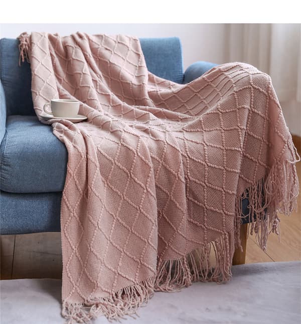 Stickad filt - 127*152cm - Rosa