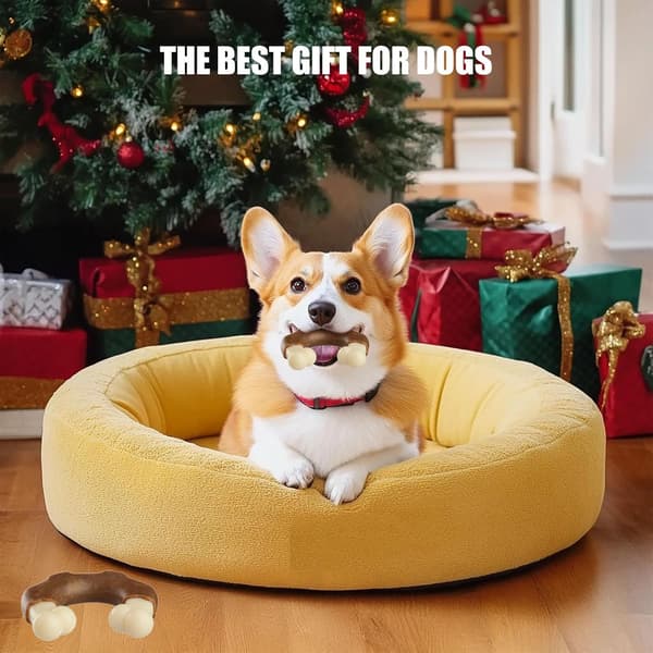 2-pack Durable Nylon Dog Bone - Nut-flavored U-shaped Chew Toy for Aggressive Chewers, Puppies, and Boredom, All Sizes
