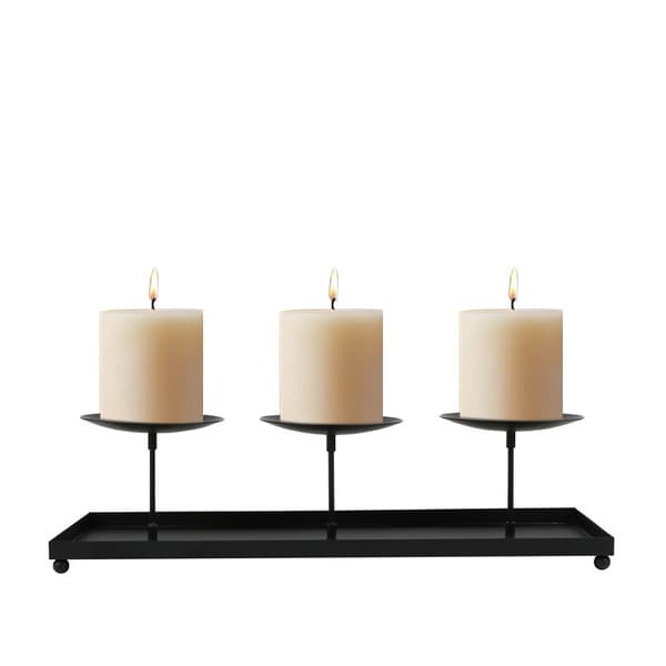 Large Tray Three-Head Candlestick 4-Inch Column Wax Large Tray Candlestick Christmas Wedding Iron Candlestick