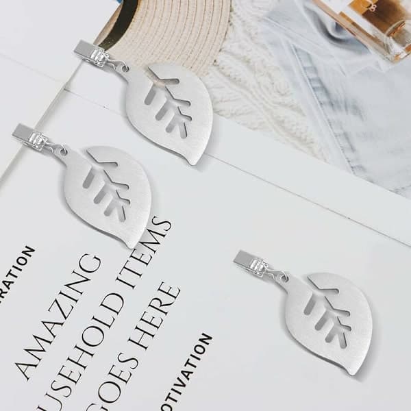 10-pack Tablecloth Weights with Clips Stainless Steel, Leaf Pattern, Tablecloth Clips with Clamps for Garden Picnic Party Kitchen Restaurant