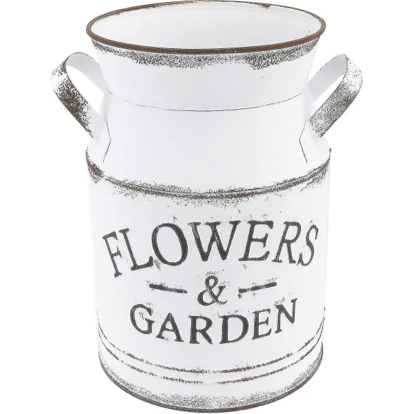 Vintage blomstervase, blomsterpotte i jern, melkekanne, dekorativ vase i landlig stil