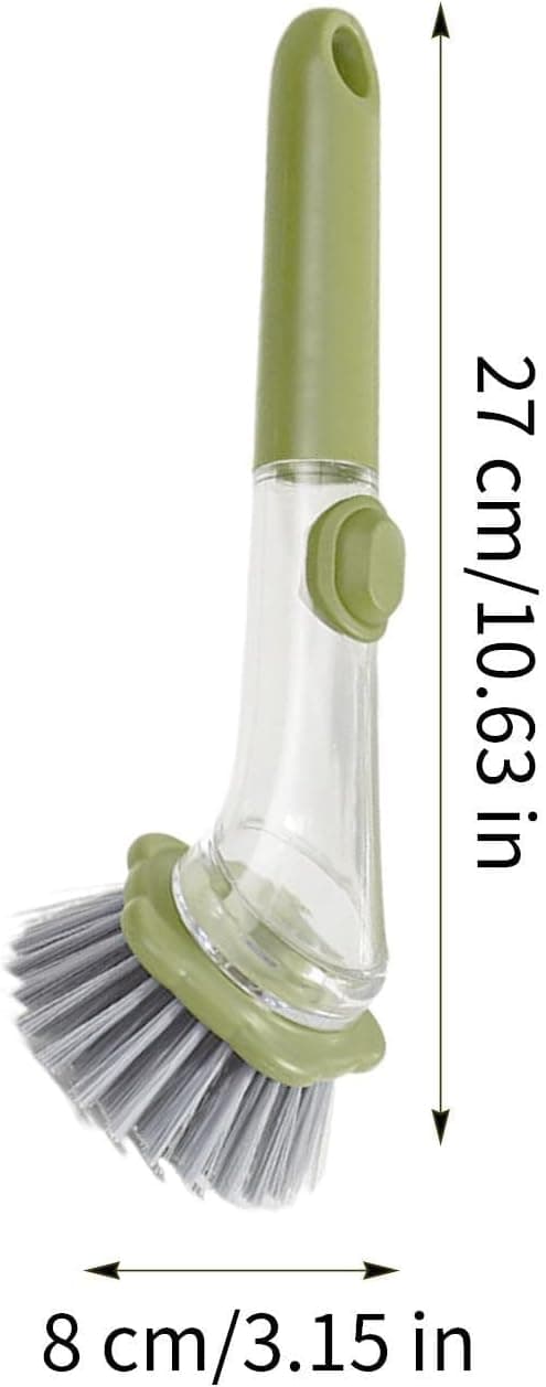 Non-slip Scrubber with Soap Dispenser Efficient Dishwashing Tool Ergonomic Kitchen Brush for Stoves Versatile Sinks Kitchen Home Bedroom[DB] Green Verde