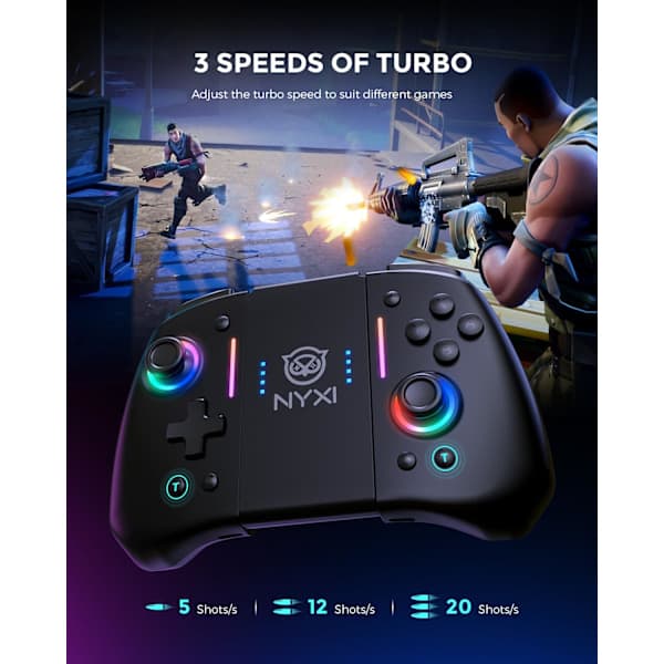 Hyperion Meteor Light trådløs Joy-pad med 8-farvet LED til Switch/Switch OLED - Julepakke